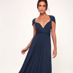 Lulus Navy Blue Maxi Bridesmaid Dress Size L